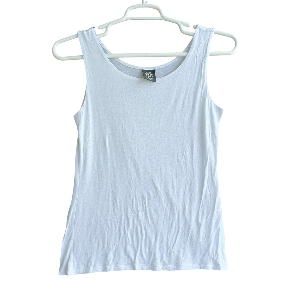 Bobeau Tank Top Womens Small White Scoop Neck Stretch Basic Layering USA